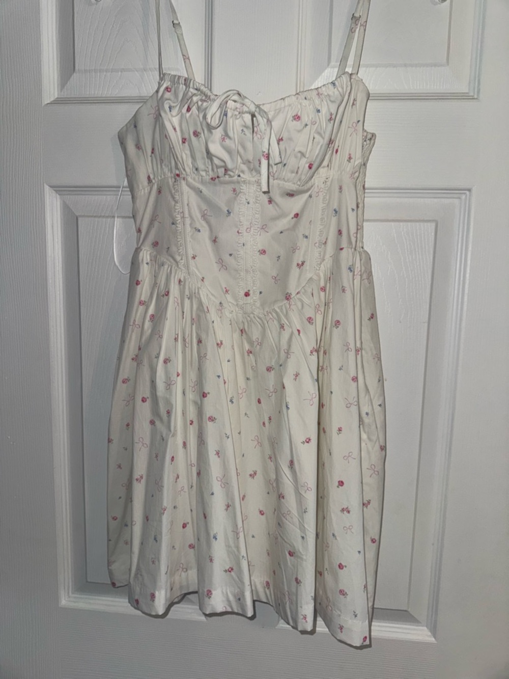 Altar'd State White Dress with Pink and Blue Floral Print